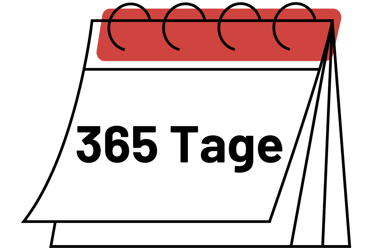 Ein Kalender-Symbol mit der Aufschrift 365 Tage.